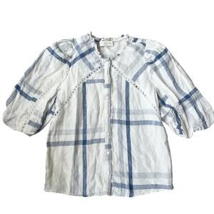 Caballero Peasant Lace Blouse Striped‎ Feminine Lace Coastal Cowgirl Size Small